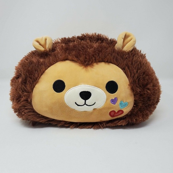 Stackable Plush Stuffed Animal Lion Valentine's Day Hearts Squishy Tan Brown 11" - Picture 1 of 5